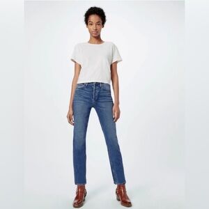 RE/DONE NWT 90s High Rise Ankle Crop Jeans Mid 70s Wash Size 24